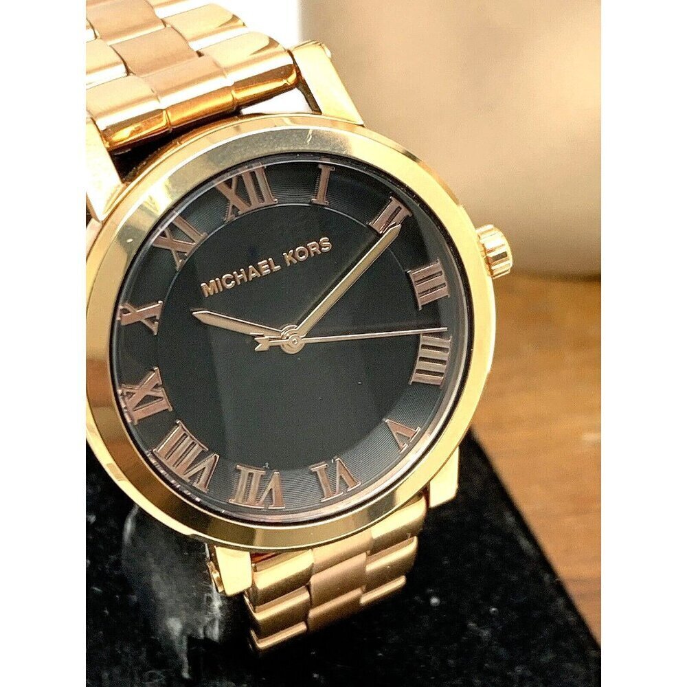 Michael Kors Women's Watch MK3585 Quartz Black Dial 38mm Rose Gold Steel